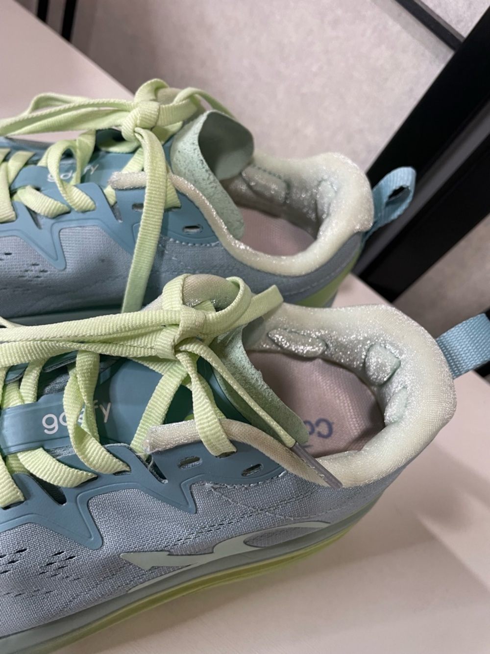 Gravity Defyer Women's GDEFY Lauff Athletic Shoes - Light Blue & Lime - Picture 6 of 9